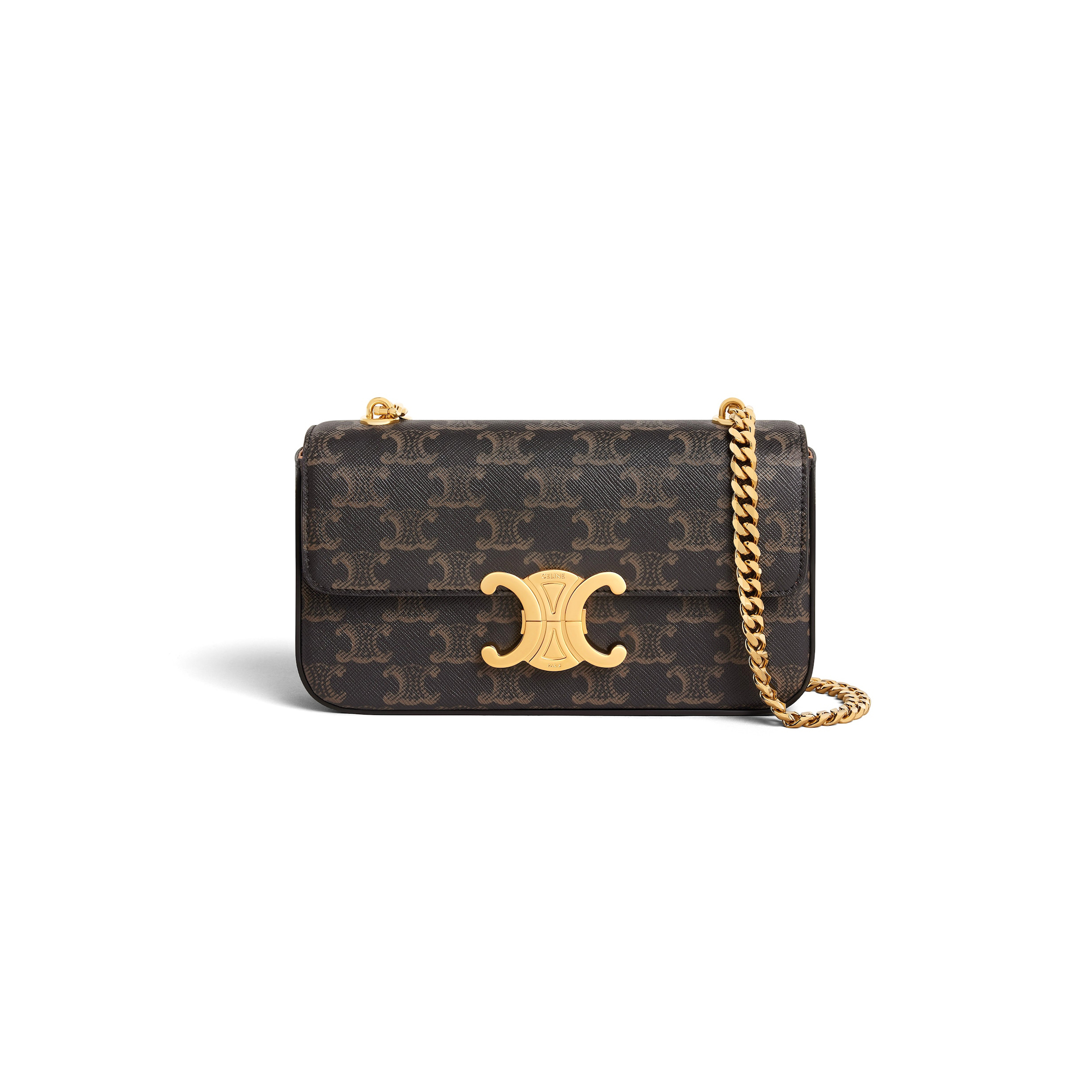 CELINE CHAIN SHOULDER BAG CLAUDE IN TRIOMPHE CANVAS 197992DQW.04LU (20*10*4cm)